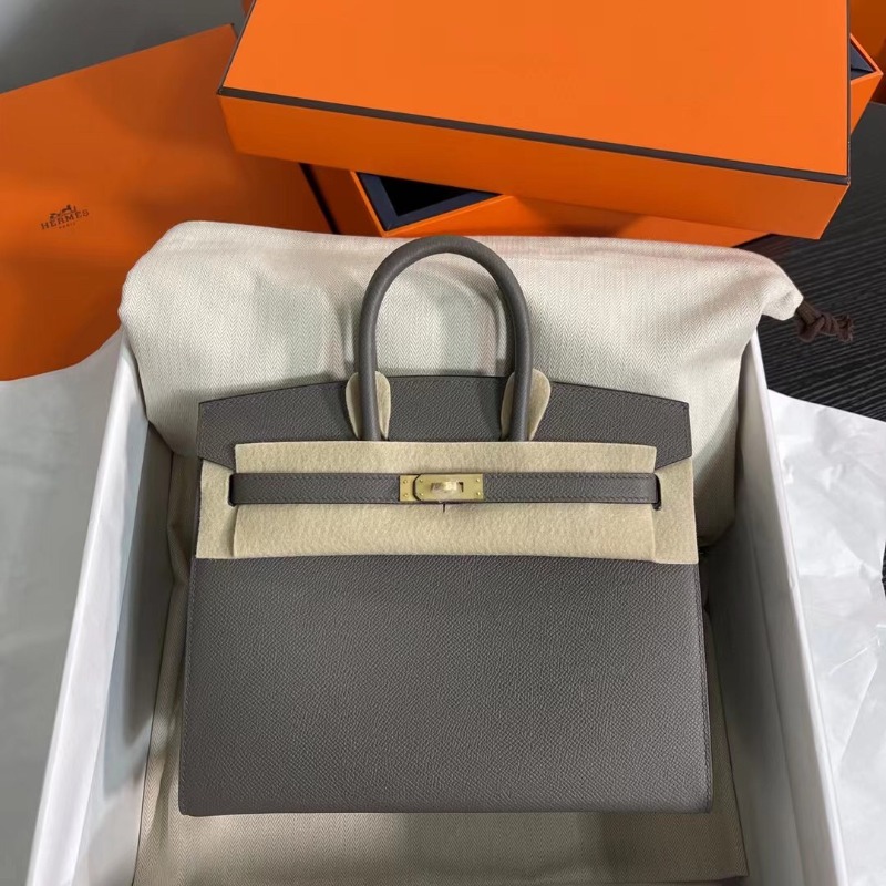 Hermès Birkin Sellier 25 Etain Epsom Gold Hardware