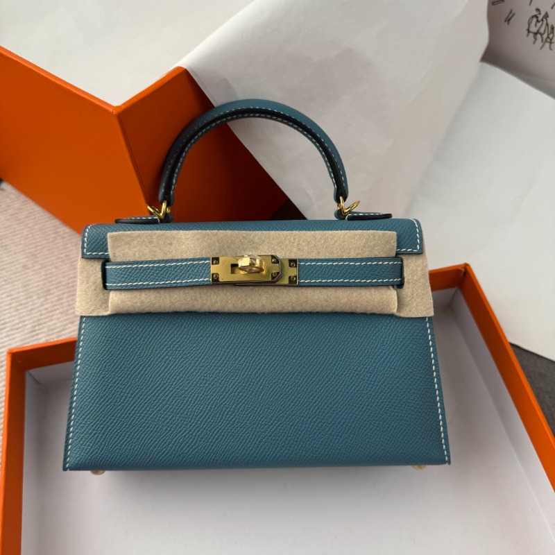 Hermès Kelly Sellier 20 Blue Jean Epsom Gold Hardware