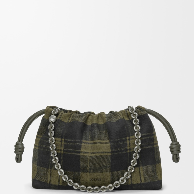 Medium Flamenco purse in tartan suede