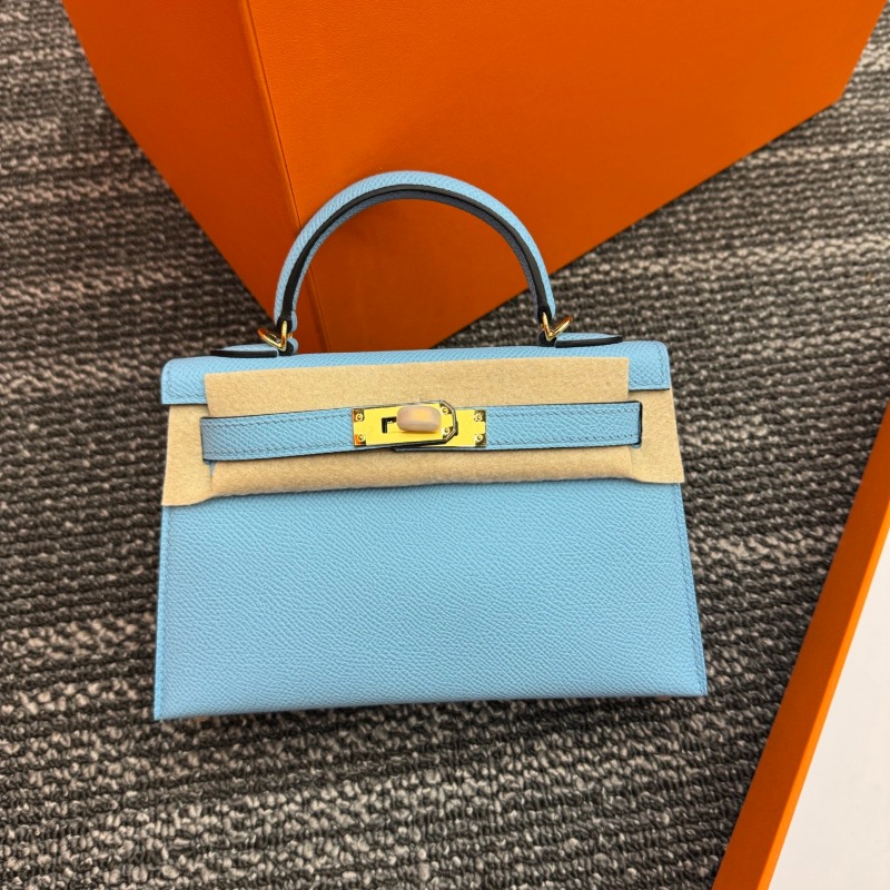 Hermès Kelly Sellier 20 Bleu Céleste Epsom Gold Hardware