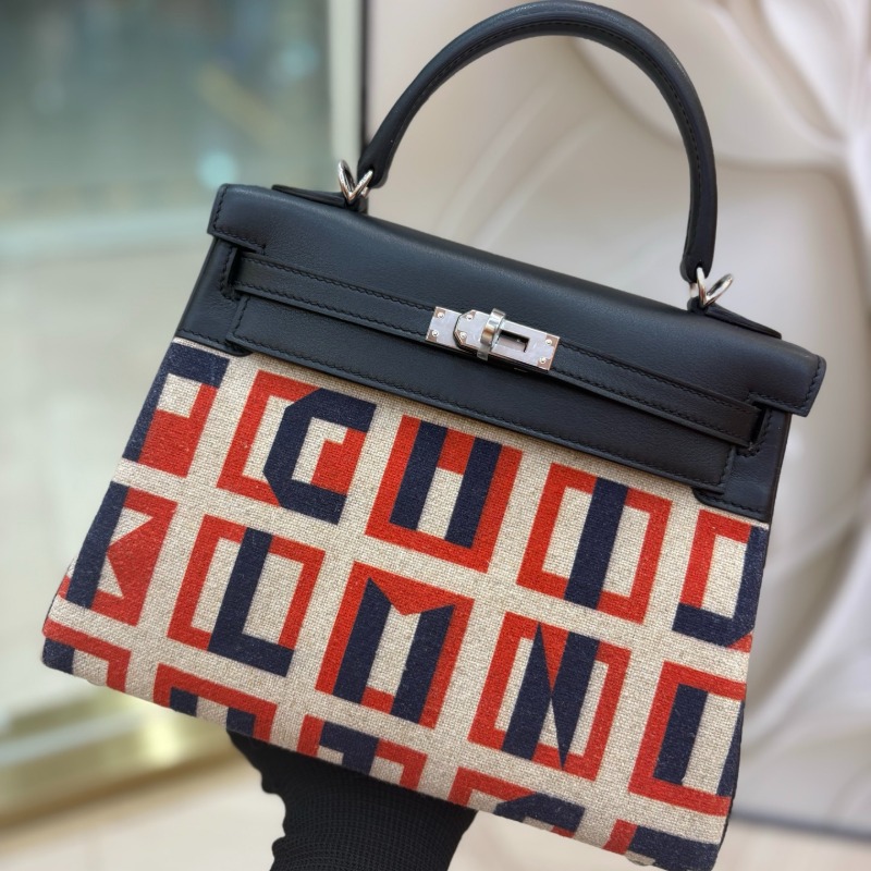 Hermès Kelly Sellier 25 Canvas Combination Palladium Hardware