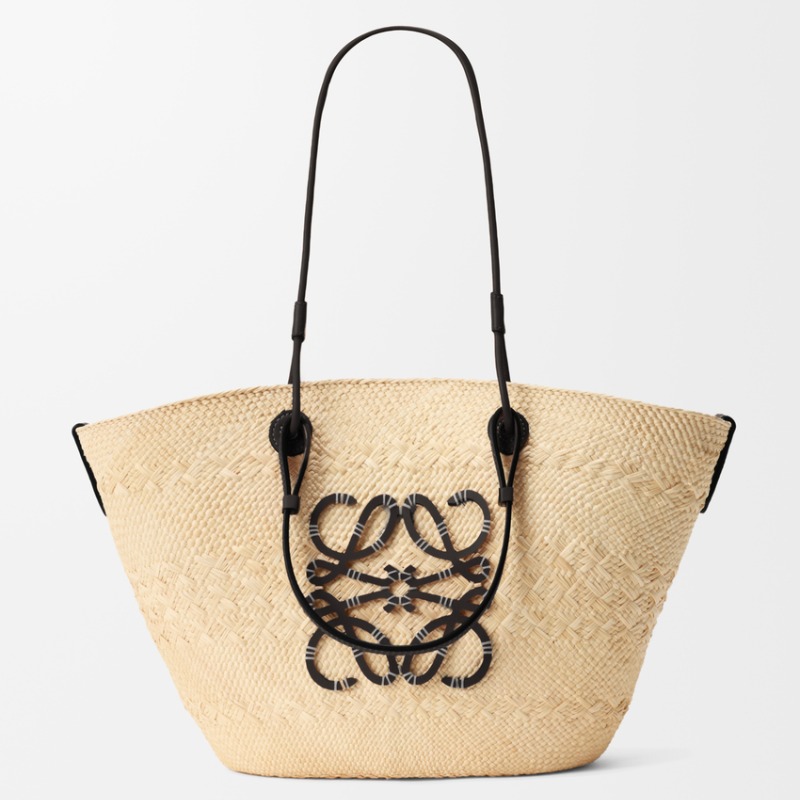Medium Anagram Basket bag in iraca palm and calfskin