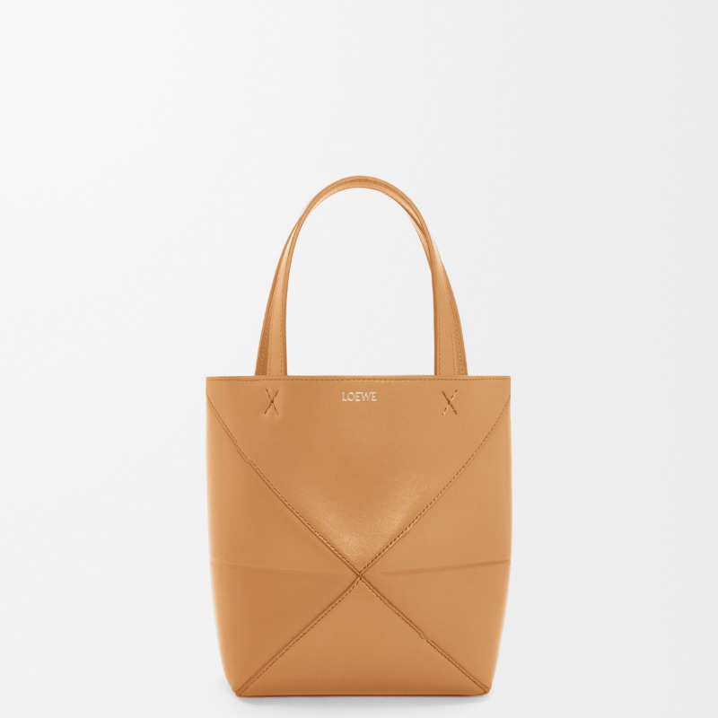 Mini Puzzle Fold tote in shiny calfskin