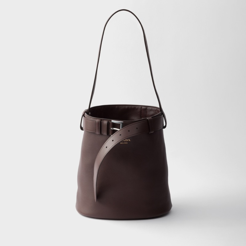Prada Buckle leather bucket bag with belt