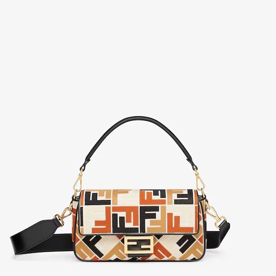 FENDI Baguette Canvas Bag With Multicolor FF Embroidery