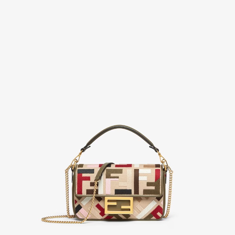 DM_20260831221156_001 FENDI Baguette Mini Canvas Bag With Multicolor FF Embroidery - Image 1