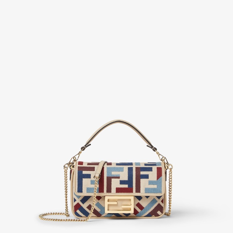 DM_20260831222242_001 FENDI Baguette Mini Canvas Bag With Multicolor FF Embroidery - Image 1