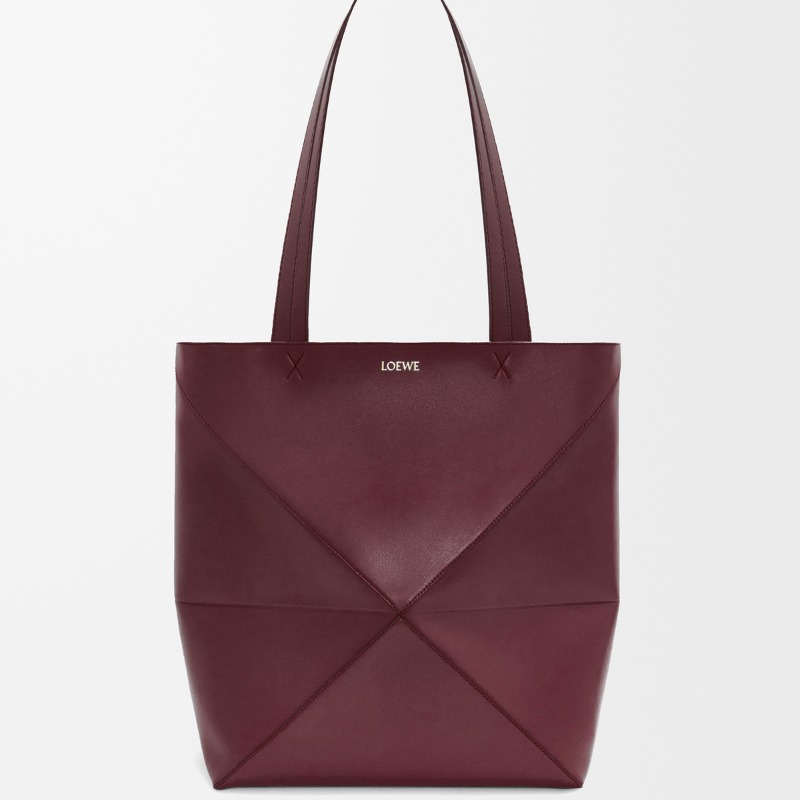 XL Puzzle Fold tote in shiny calfskin