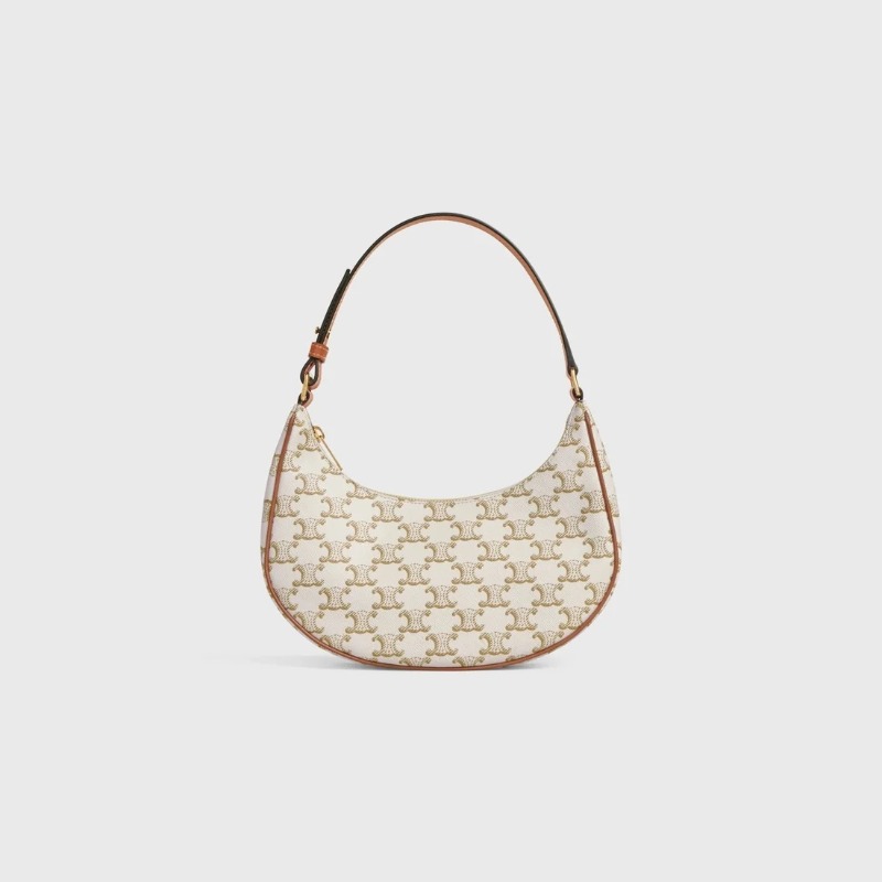 MEDIUM AVA TRIOMPHE BAG IN CANVAS AND CALFSKIN WHITE