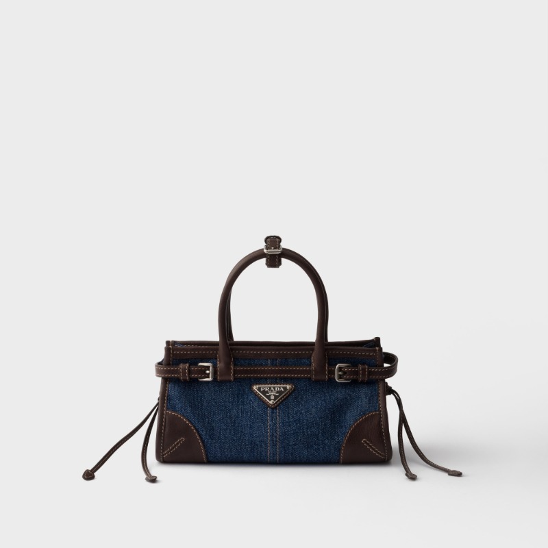 Prada Bonnie small denim and leather handbag