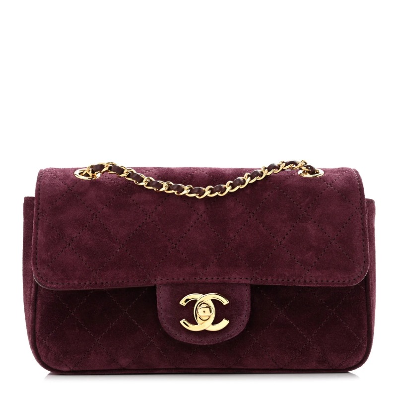 Suede Calfskin Mini Souplissimo Flap Burgundy