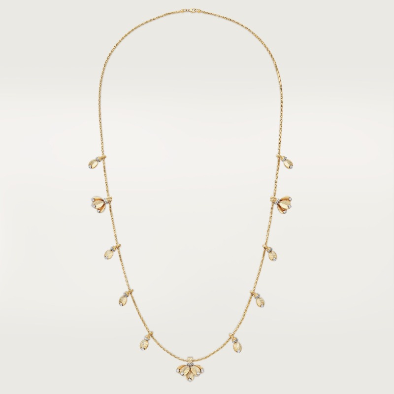 Grain de Café long necklace, diamonds