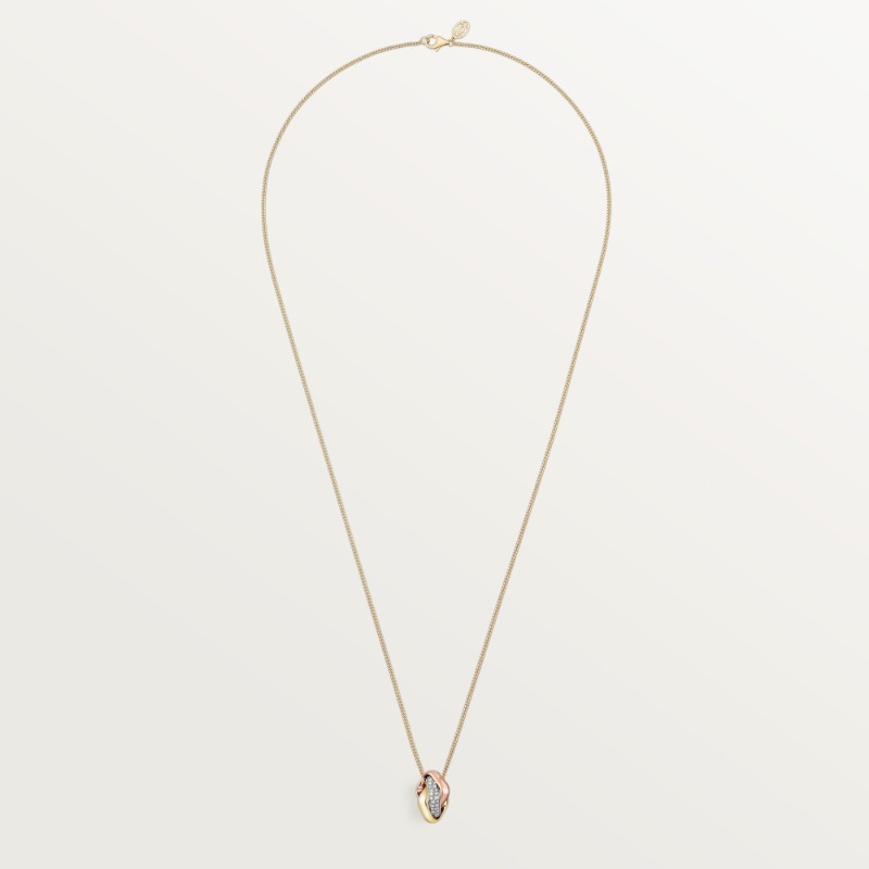 Trinity pendant, cushion-shaped, half-paved