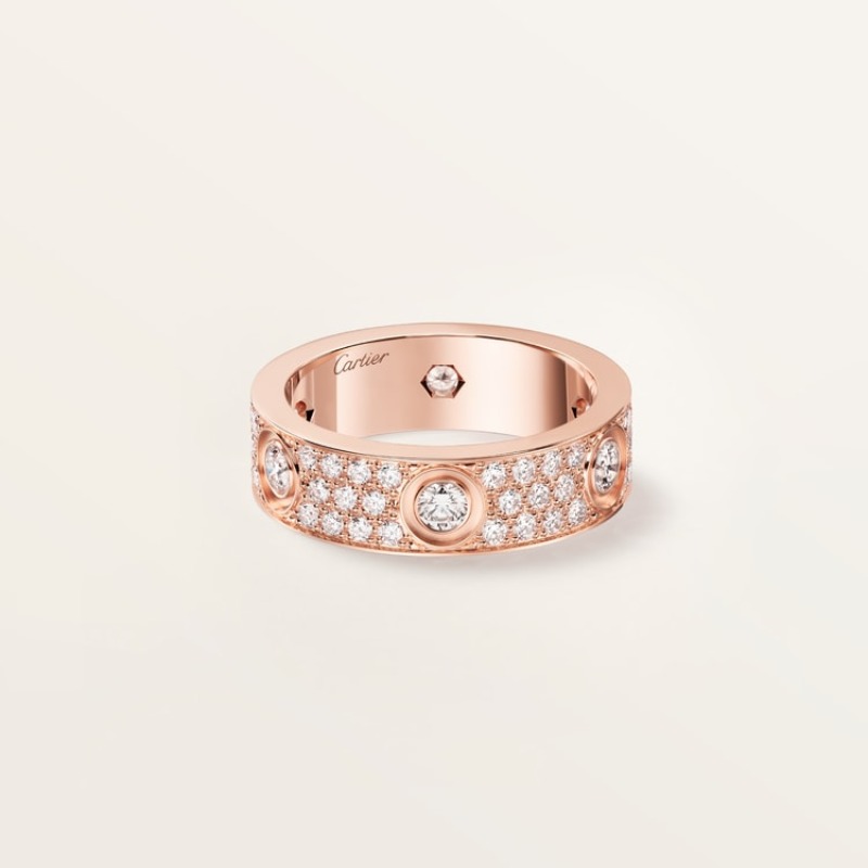 LOVE ring, classic model, paved, 6 diamonds