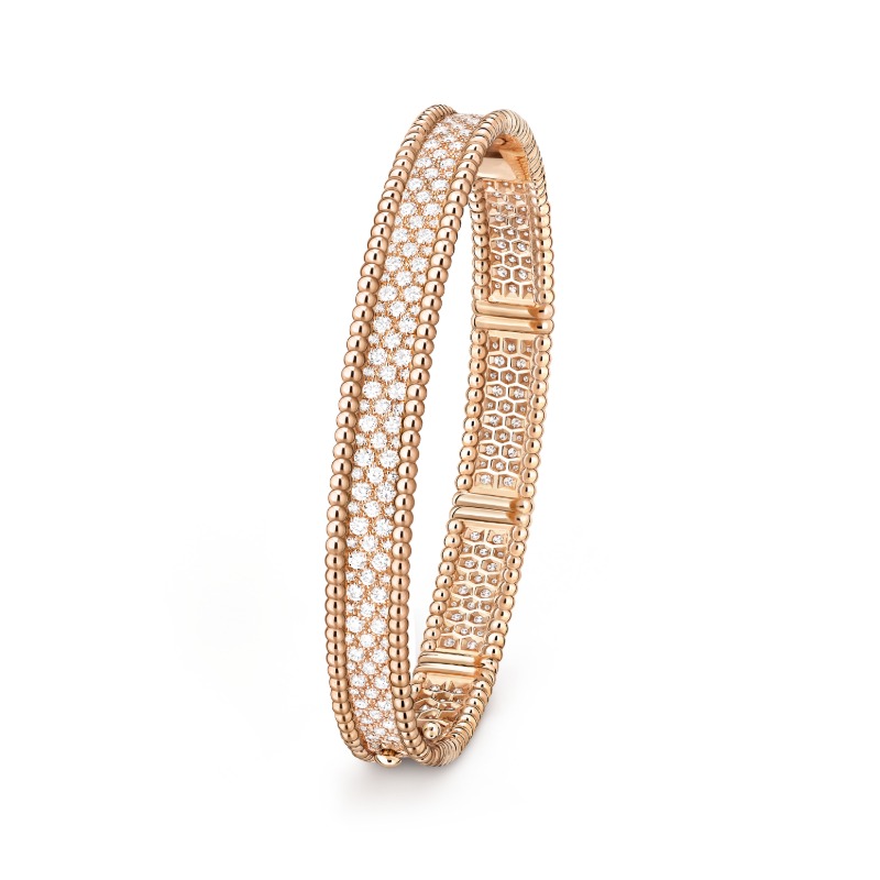 Perlée diamonds bracelet, 3 rows, medium model