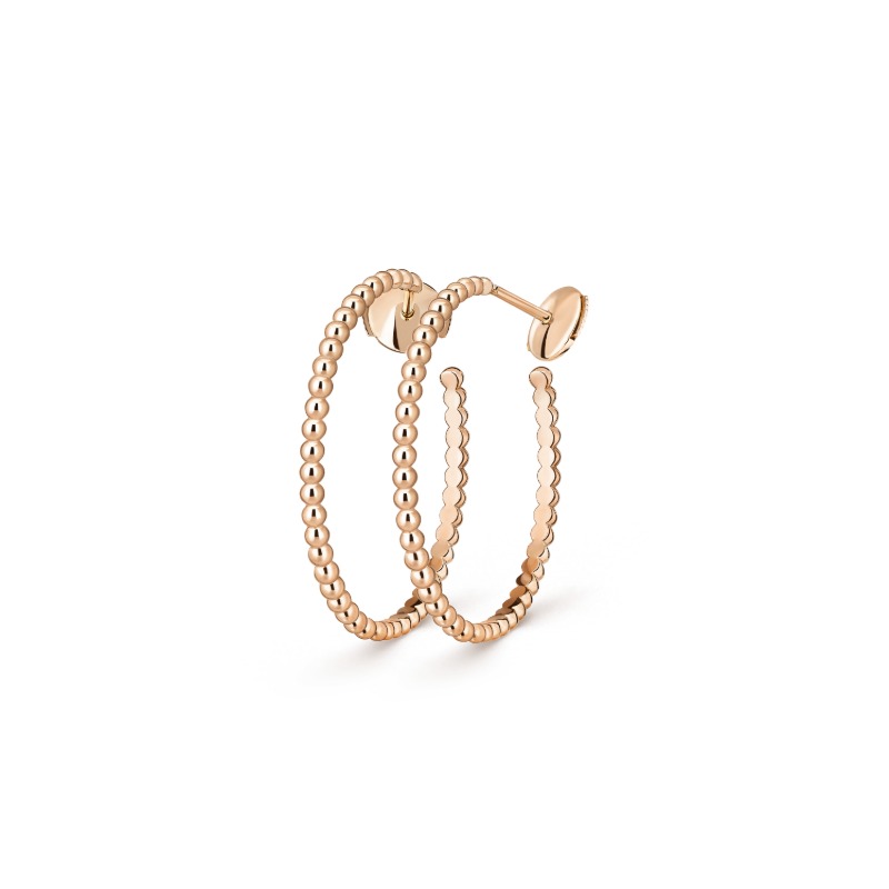 Perlée pearls of gold hoop earrings, small model
