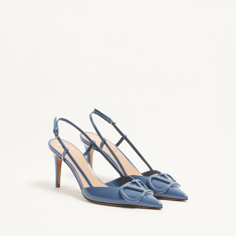 VLogo Signature Patent Leather Slingback Pump 80Mm