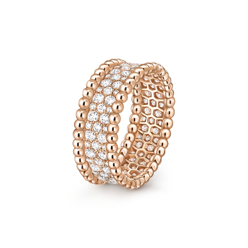 Perlée diamonds ring, 3 rows